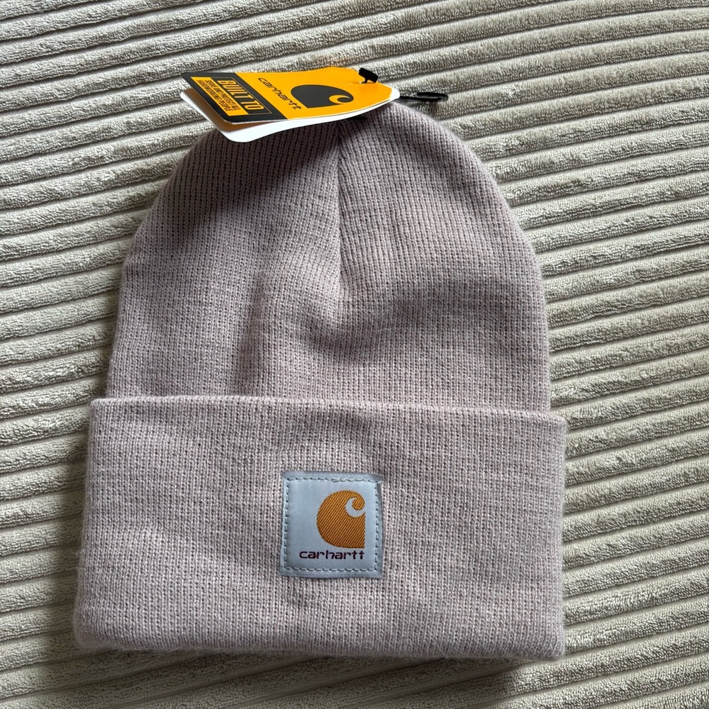 Carhartt Light Pink/Purple Cuffed Beanie with Logo Patch